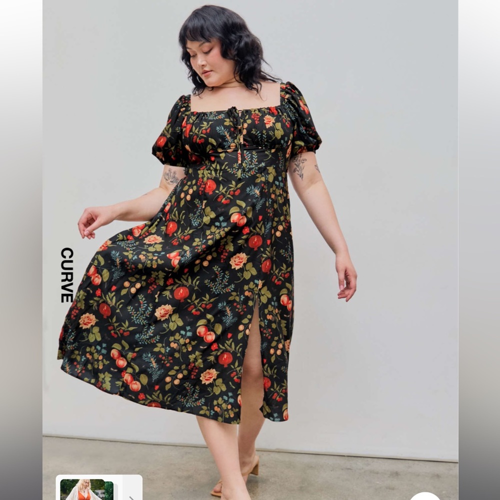 Cider fall square neck midi dress